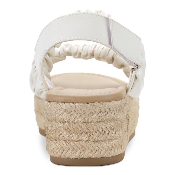 SUN STONE Womens White 1-1/2" Platform Dovee Toe Wedge Slingback Sandal 9 M - Picture 3 of 4